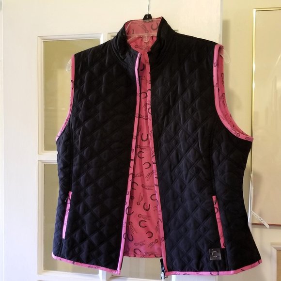 Reversible Quilted zipper closure vest Connoisseur Equestrian Collection pockets - Picture 1 of 10
